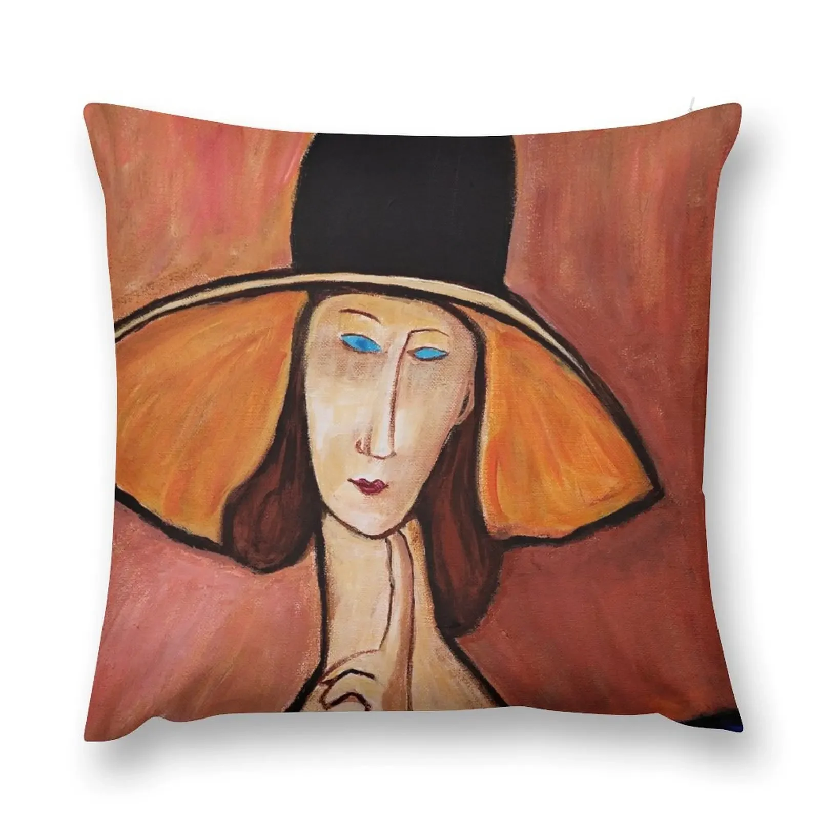 Портрет женщины в шляпе - Homage to Modigliani Декоративная подушка Рождественская