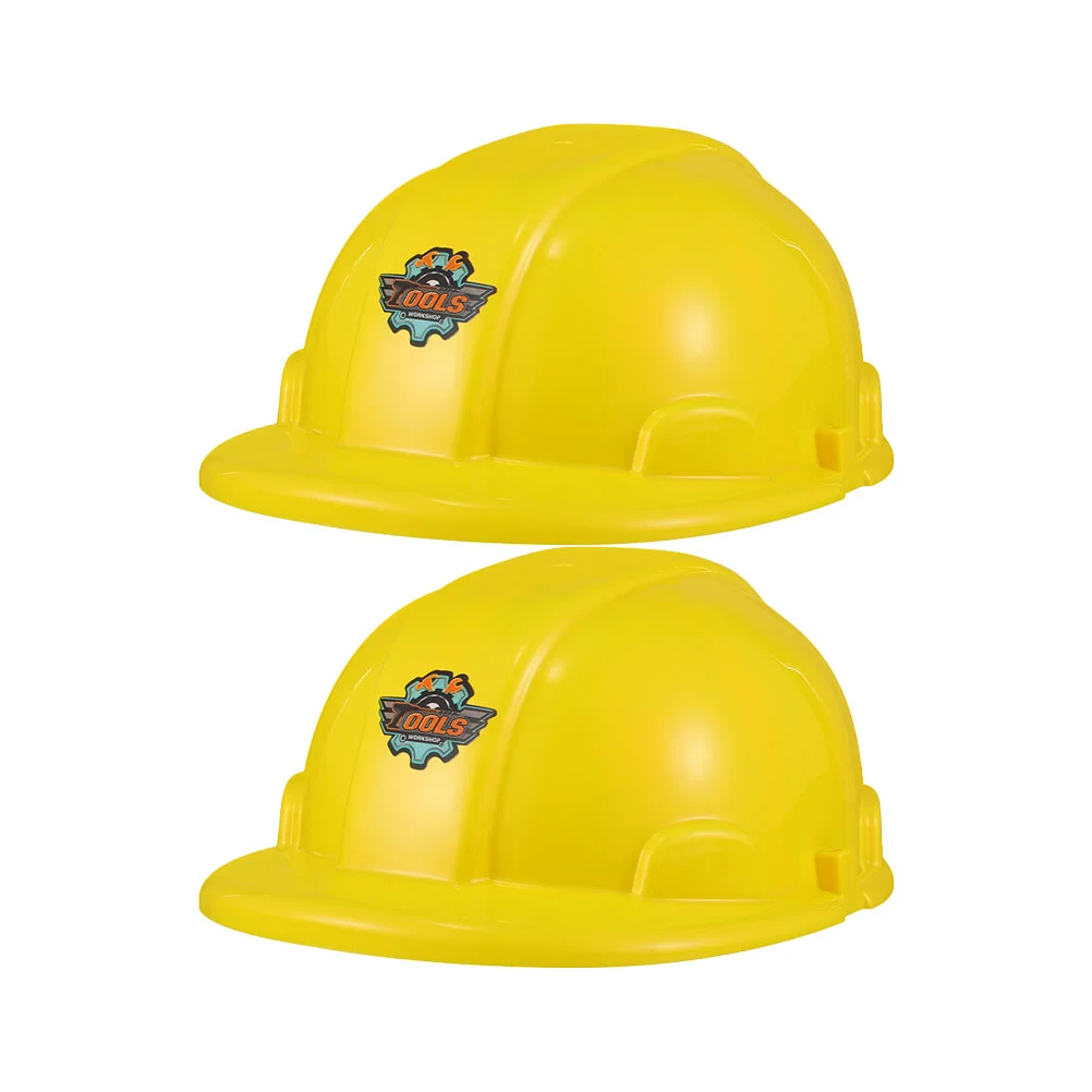 

2Pcs Construction Hard Hats Toy Yellow Kids Party Hat Building Dress Up Hats
