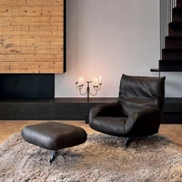 italian style leather sofa chair leisure armchair living room balcony swivel chair single lazy chair