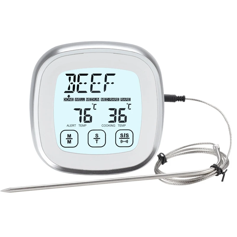 

New Digital Meat Thermometer For Grill - Oven Kitchen Cooking Instant Temperature Reader Gauge With Metal Wired Probes