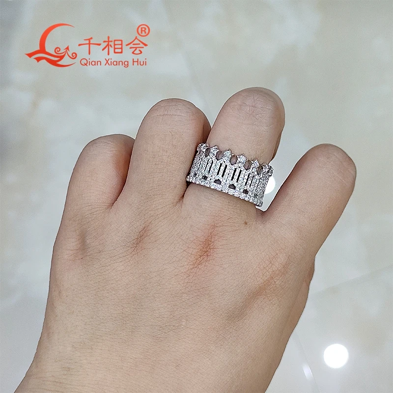 12mm Fashion crown  S925 silver ring  D VVS  Moissanite hip hop Ring Men women Diamonds Male fine Jewelry gift dating weding