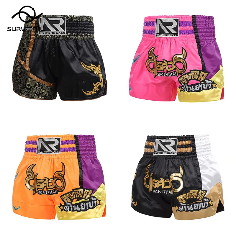 

Muay Thai Shorts Gym Sports Training Satin Boxing Shorts Mens Womens Kids MMA Fight Kickboxing Pants Martial Arts Sanda Uniform