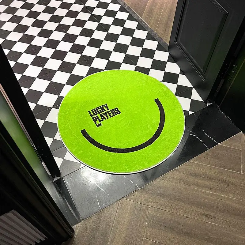 

Cool Green Round Floor Doormat Lucky 2023 Players Home Room Decor Soft Plush Bathroom Bedside Mat Non-slip Absorbent Shaggy Mat