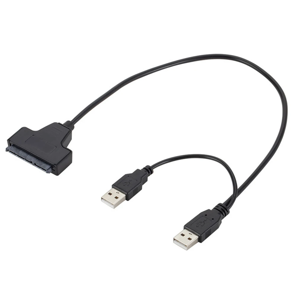 

Câble adaptateur USB 2.0 vers SATA 7 + 15 broches 22 broches pour disque dur de 2.5 pouces, double USB 2.0 vers SATA 22 broches