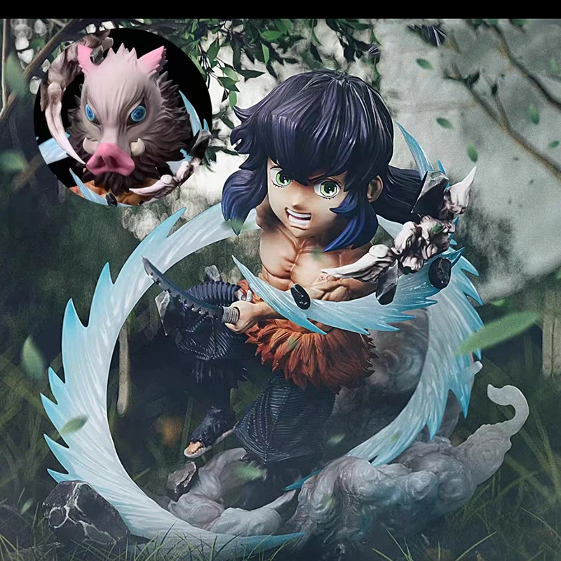 

Anime Demon Slayer Hashibira Inosuke Double Headed Carving Action Figure 12cm PVC Collection Model Toys for Kids Gifts