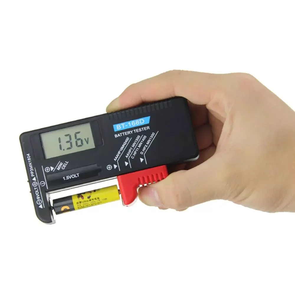 

Universal Button Multiple Size Battery Tester For AA/AAA/C/D/9V/1.5V LCD Display Digital Battery Tester Volt Checker