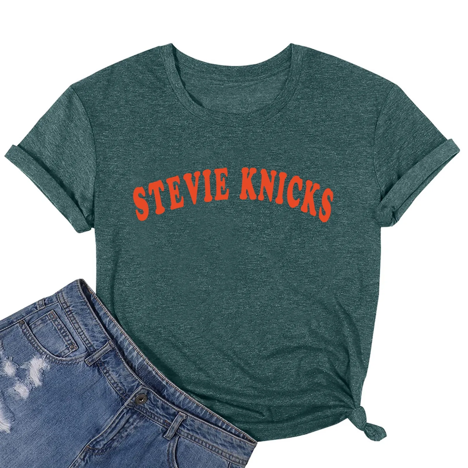 Фото Футболка Stevie Knicks, женская повседневная рубашка с коротким рукавом и круглым вырезом в стиле Харадзюку, подарок №5