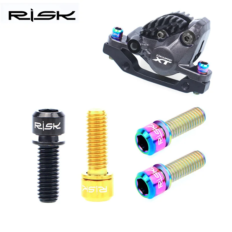 

NEW RISK 4pcs/set M6x18mm M6x20mm Titanium Alloy Mountain Bicycle Disc Brake Fixing Bolts Screws With Washer for MTB Bike