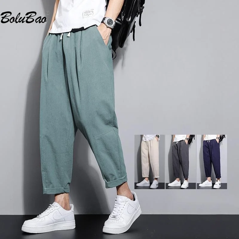

Мужские повседневные брюки BOLUBAO 2023, дышащие брюки из чистого хлопка с большим карманом, высококачественные Дизайнерские повседневные брюки для мужчин
