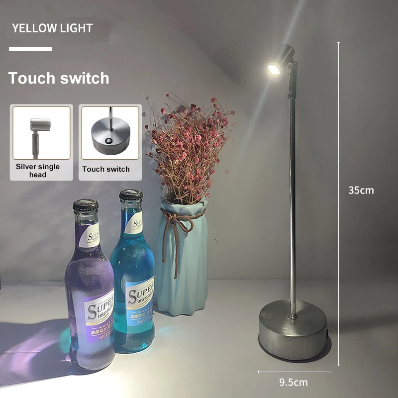 

LED Table Lamp Rechargeable Cordless Portable Metal Desk Lamp 2-Levels Brightness Bedside Night Light Nightstand Outdoor Camping