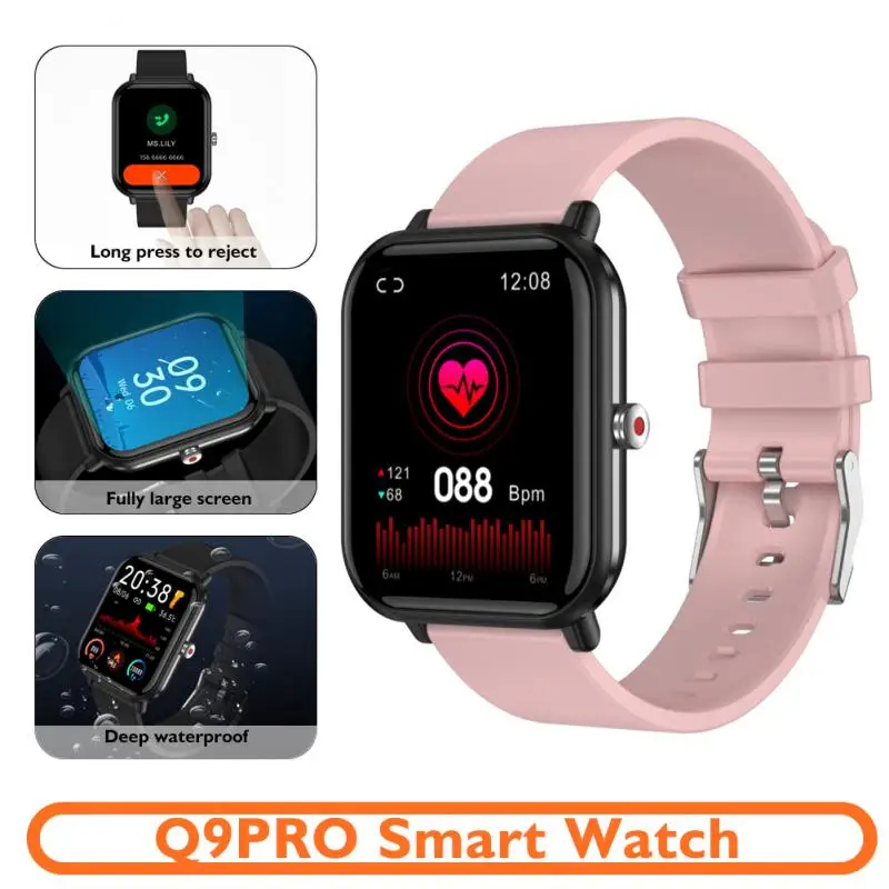 

Мужские Смарт-часы Q9PRO с монитором температуры тела, Смарт-часы, фитнес-браслет с измерением пульса и кислорода в крови, водонепроницаемый ...