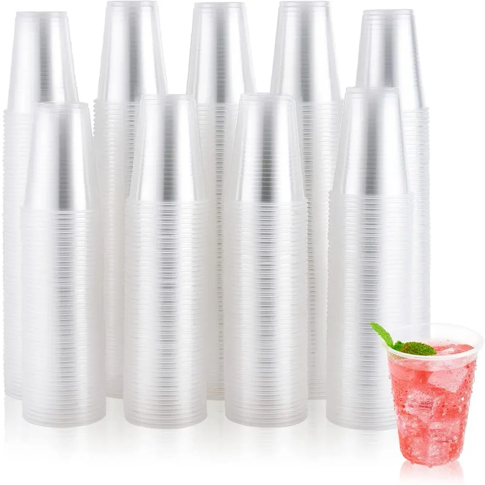 

Disposable Plastic Cups, Clear,9 oz, 600 Pack