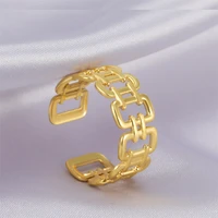 cooltime adjustable rings gold color geometric rings for women stainless steel jewelry 2022 wedding anniversary birthday gift