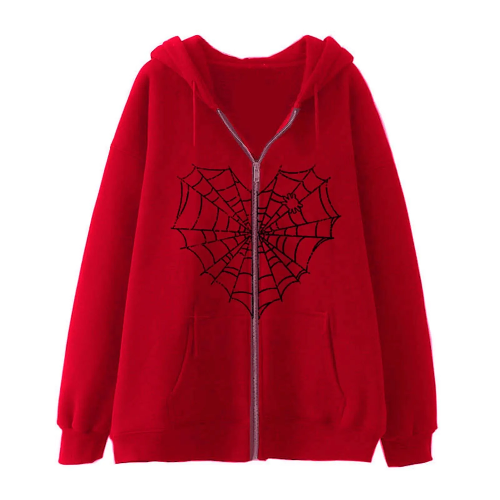 

Gothic Heart Spider Web Y2k Zipper Jacket Coat Women'S Hoodies&Sweatshirt Loose Oversized Harajuk Highstreet Streetwear Tops