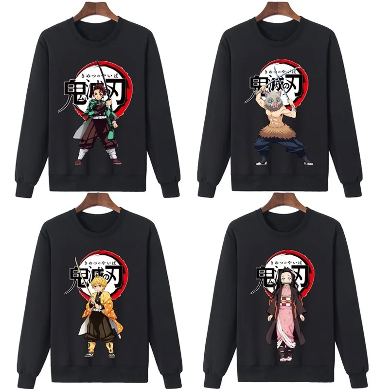 

Anime Demon Slayer Clothing Parent-Child Wear Cotton Black Sweatshirt Long Sleeve T-Shirt Clothes Cosplay Dress Up Costumes