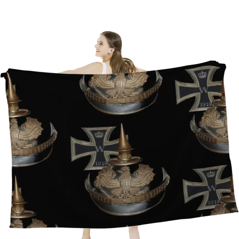 

Немецкие значки времен Второй мировой войны .. 1914 Железный крест и шлем мягкое бархатное одеяло легкое одеяло для кровати домашний декор Фли...