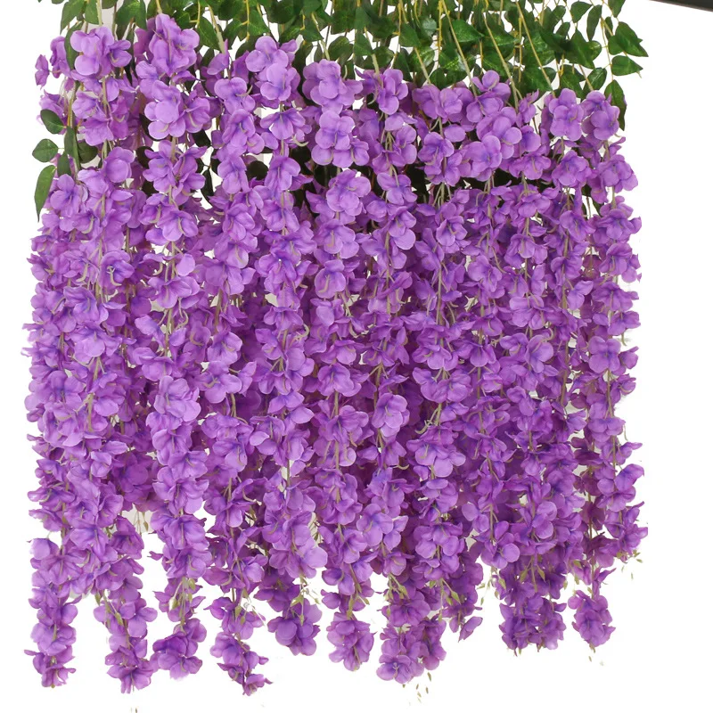 

12pcs Wisteria Garland Artificial Silk Flower Vine for Home White Wedding Garden Decoration Rattan Hanging Wall Fake Flowers