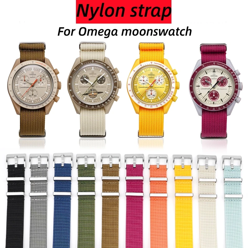 

High Quality Nylon Canvas Watchband For Omega X Swatch Moonswatch Earth For ZULU Strap 20mm Gray Black Women Men Bracelet