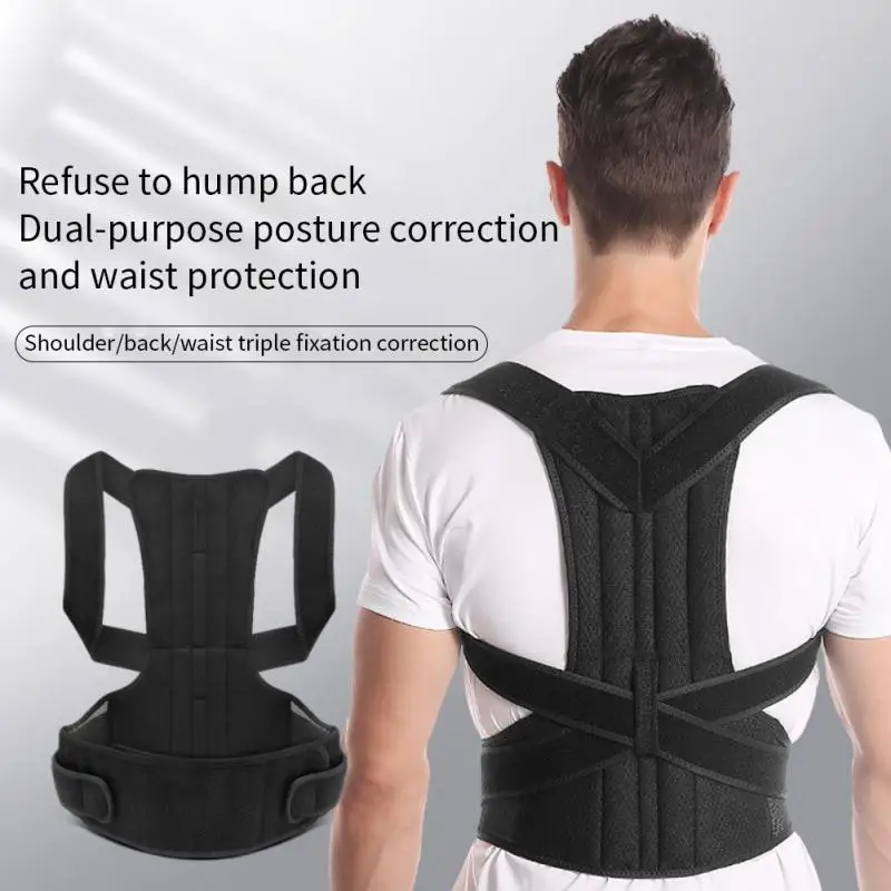 

Straight Back Posture Corrector Shoulder Lumbar Brace Spine Support Belt Steel Plate Support Posture Correction Waist Support