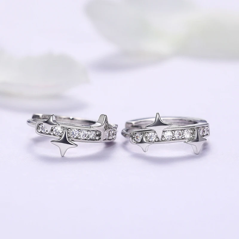 Новые серьги-кольца в стиле панк-рок для девочек и мужчин с блестящими звездами