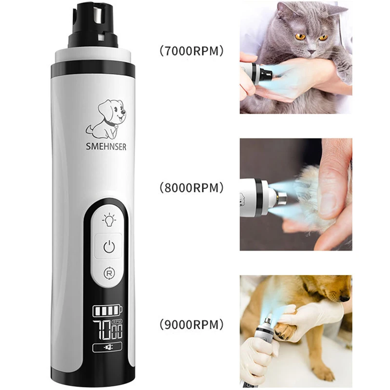 

USB Rechargeable Paws Nail Cutter Grooming Trimmer Electric Pet Nail Grinder LED Light Cat Dogs Nail Clippers Pet Supplies