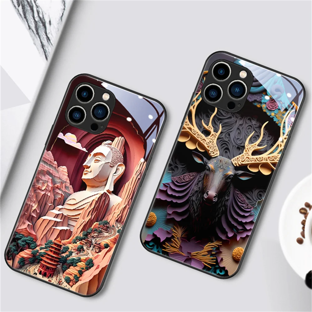 Чехол для телефона Оригами Будды со светодиодной подсветкой и светящимся