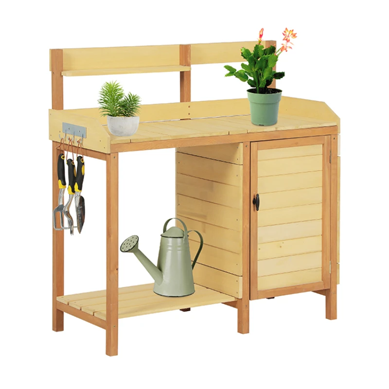 

Garden Potting Bench Outdoor Wood flower pot Workstation Table with Storage