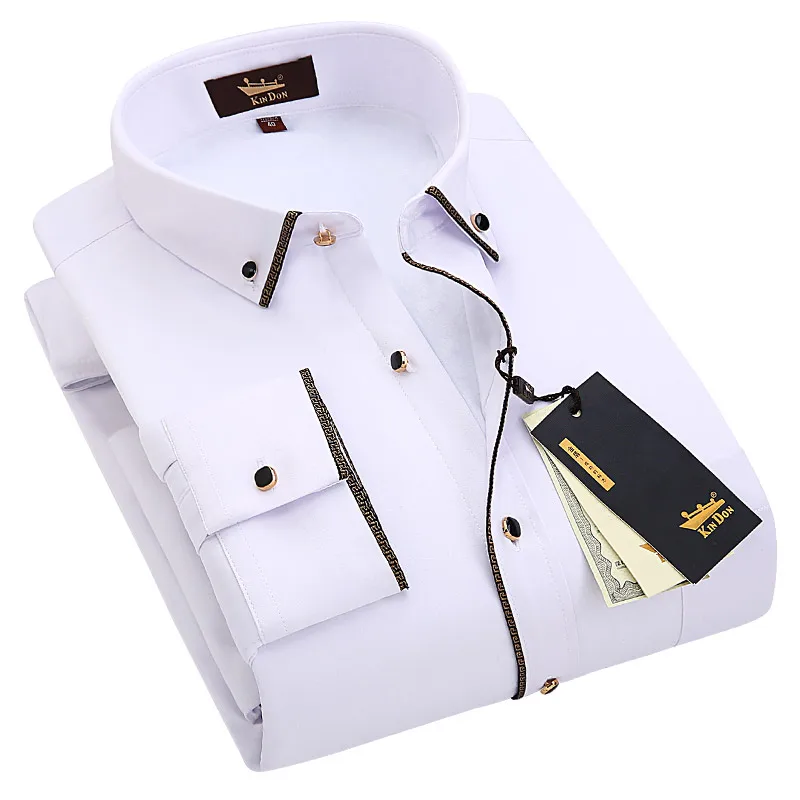 2022 Winter Men's Velvet Warm Long -sleeved Shirts Male Gold Edge Slim -fitting Business Leisure Thick Fleece Lined Shirt Sales