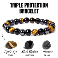 magnetic hematite tiger eye obisidian bracelet men triple protection health care stainless steel bracelet women weight loss gift