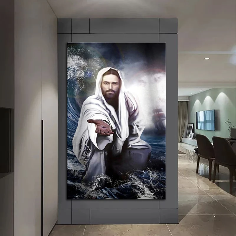 

Jesus Keep Your Eyes On Me Christian Wall Art Poster and Prints The Hand Of God Character Classic Canvas Painting Hallway Decor