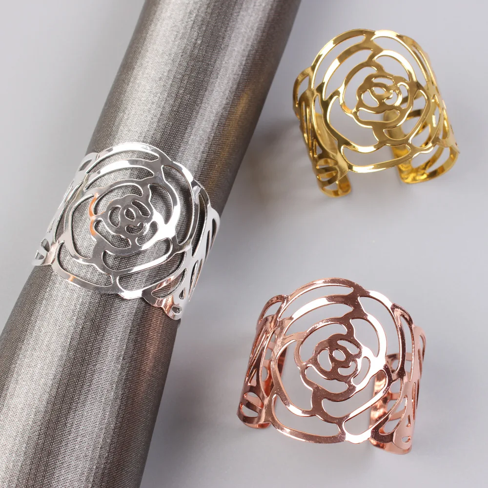 

4PCS/Metallic color-preserving electroplating rose napkin ring U-shaped napkin ring desktop decoration wedding party supplies