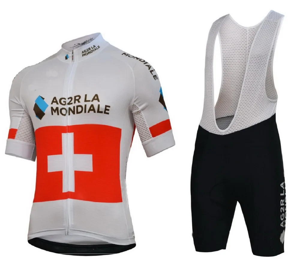 

2018 Ag2r Команда швейцарских чемпионов Мужская велосипедная Джерси с коротким рукавом велосипедная одежда с нагрудником шорты для езды на велосипеде Ropa Ciclismo