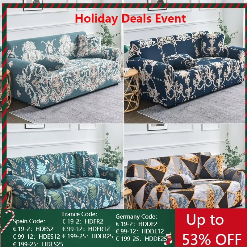 

1/2/3/4 Seat L Shape Leaves Printed Sofa Covers Sstretch Spandex Sofa Slipcover Non Slip Elastic Couch Cover for Living Room