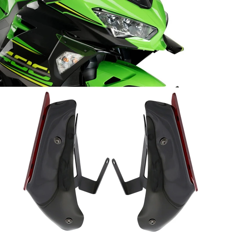 

Motorcycle Fairing Front Aerodynamic Winglets Windshield Fairing Wing for Kawasaki Ninja 400 2019-2021