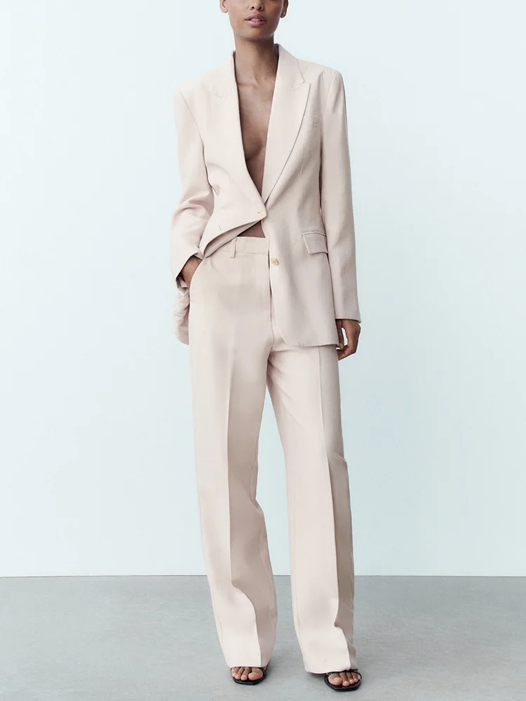 

Single Breasted Blazer And High Waist Straight Leg Pants Two Piece Sets Womens Outfits 2023 Office Elegant Work Suits For Women