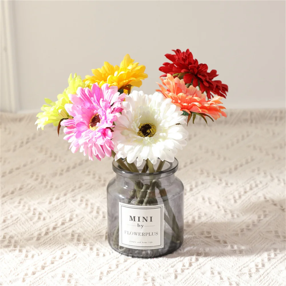 

Artificial Daisy Flower Gerbera Chrysanthemum Silk Sunflower Bouquet for Wedding Party Decoration DIY Wreaths Craft Fake Flowers