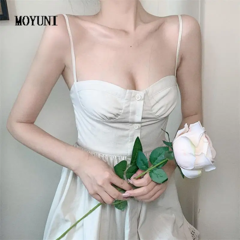 

Summer Vintage Strap Dress Women Elegant White Sweet Chic Midi Fairy Dress Female Sexy French Party Night Kawaii Dress 2021 New