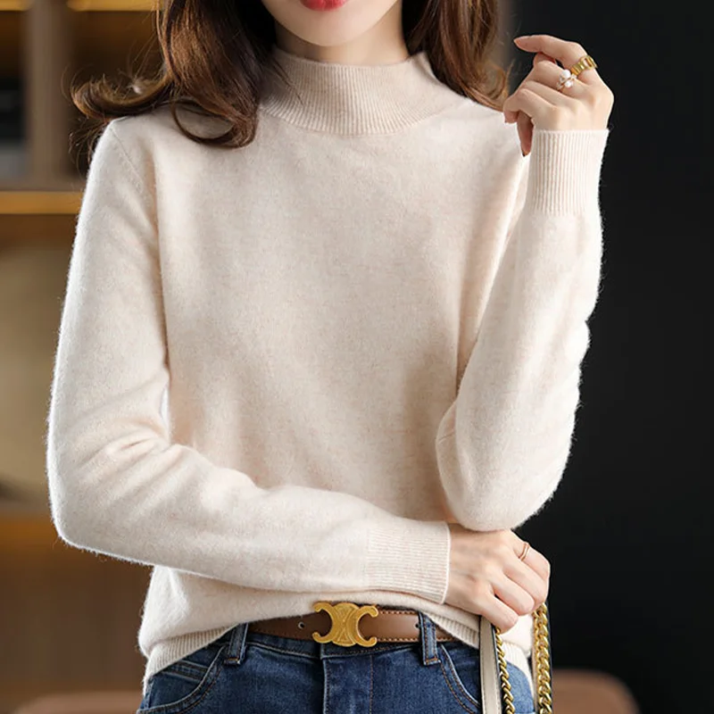 

Sweater 2023 Autumn And Winter Basic Loose Soft Solid Color Women's Casual Long-sleeved Chic Base Sweater Women's Pullover