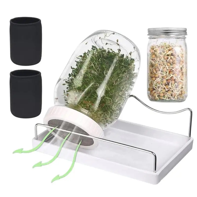 

Sprouting Jar Kit Seed Sprouting Mason Jars with Stainless Steel Strainer Lids Bean Sprouts Growing Kit for Seeds Broccoli Beans