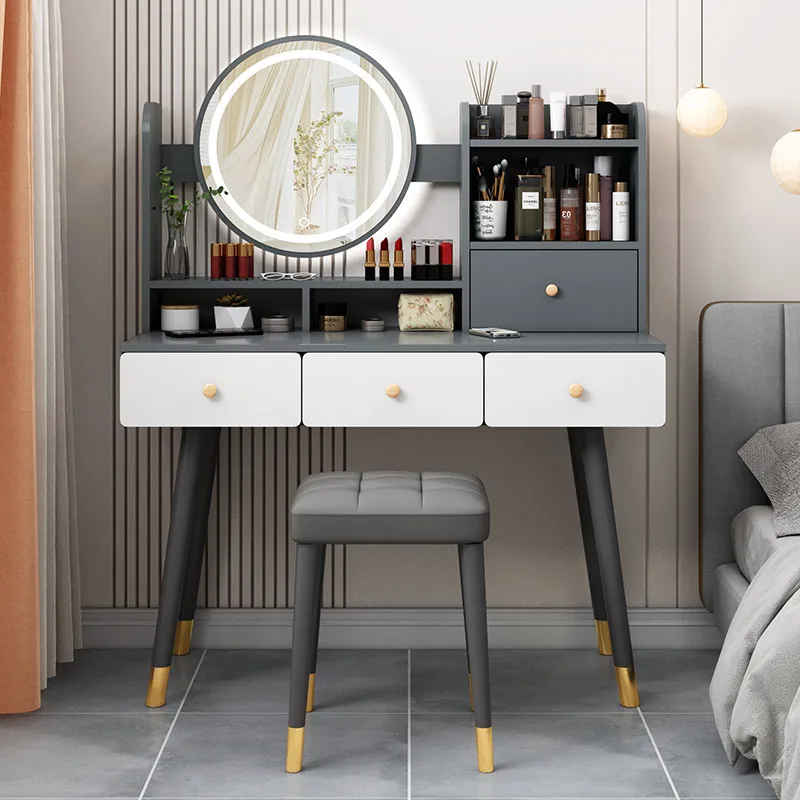 

Multifunctional Stool Dressing Table Organizers Led Desk Makeup Dressing Table Woman Drawer Coiffeuses De Chambre Decoration