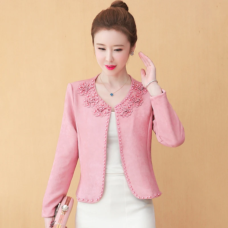 Office Ladies Beading Solid Women Blazer Elegant Autumn Jacket Elegant Vintage Formal Party Female Suits Streetwear Outerwear