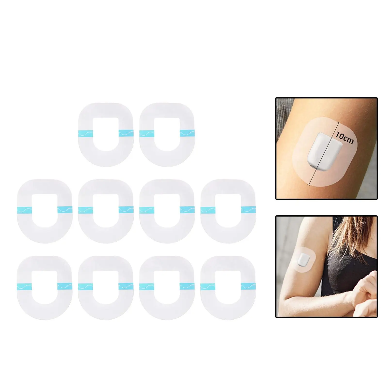 

10 Pieces Transparent Adhesive Patches Clear Protectors Shower Waterproof Patch for Continuous Glucose Monitor Protection Biking