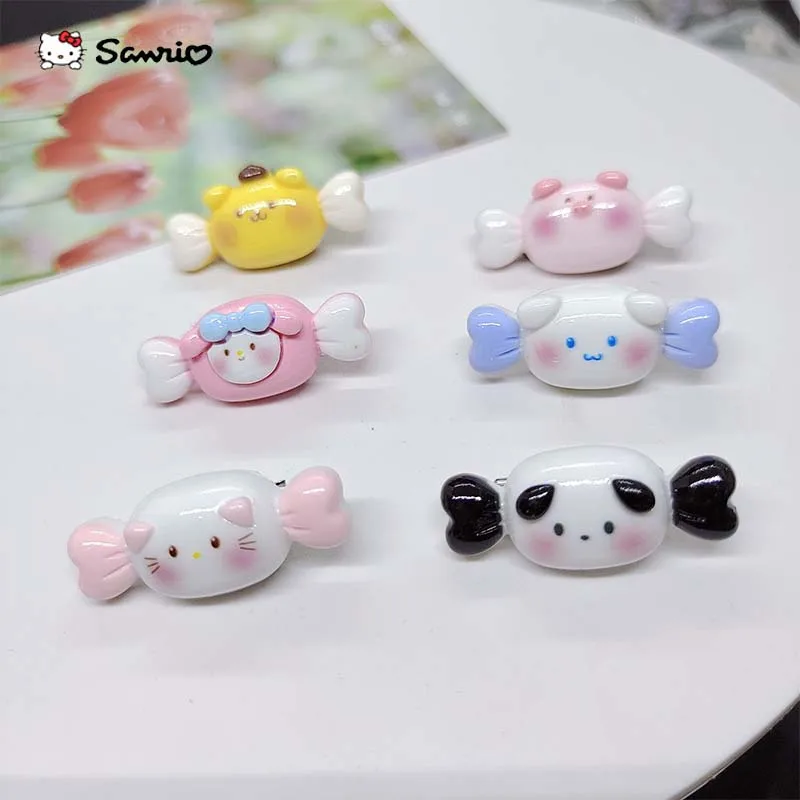 

New Korean Creative Snario Candy Hair Clips Kawaii Hello Kitty Pom Pom Purin Cute Anime Girl Summer Hairpin Hair Accessories