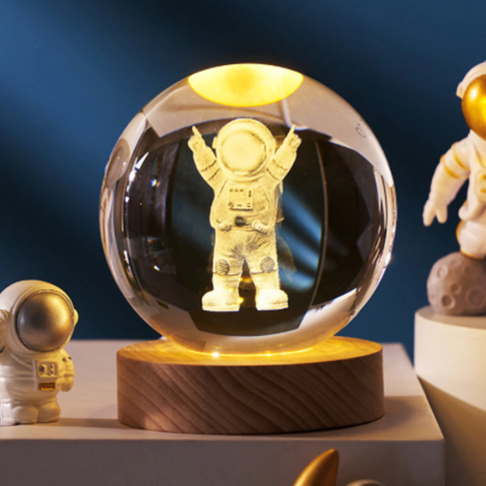 

Galaxy Glowing Crystal Lamp Bedside Sleeping Night Lights 3D Moon Table Lamp USB Plug-in Home Bedroom Tabletop Decorations