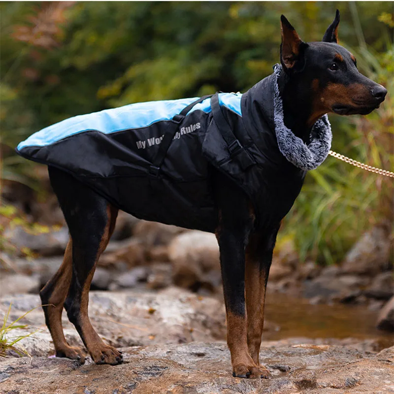 

Outdoor Dog Clothing Reflective Fur Collar for Warmth Overalls Suit for Dog York Dog Clothes French Bulldog for Large Dogs