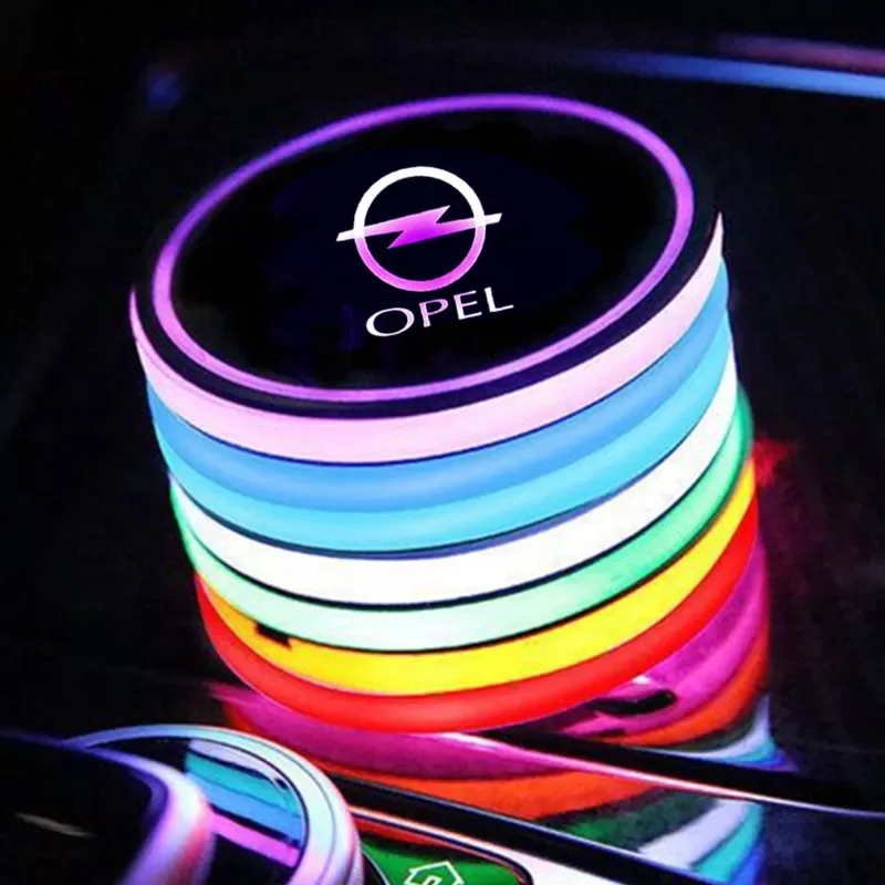 

For Toyota Mazda Opel Hyundai Peugeot Chevrolet KIA Honda Citroen Land Rover LED Car USB Luminous Water Cup Coaster Car Goods