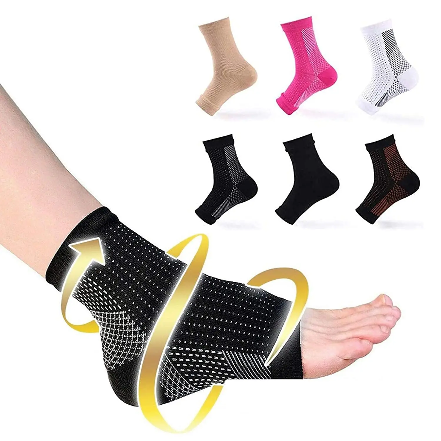 

1 pair Anti Fatigue Compression Foot Sleeve Socks Relieve Swelling Pain Arch Heel Sock Outdoor Sport Ankle Brace Sock Men Women
