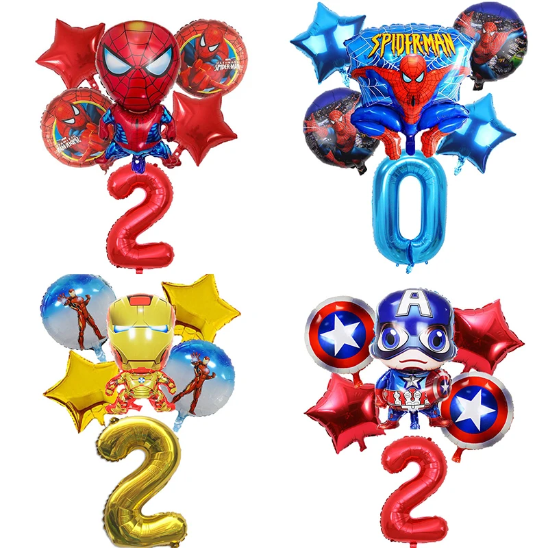 

Disney Marvel Party Balloon Cartoon Spider Man Iron Man Number Balloons for 1 2 3 4 5 6 7 8 9 Years Kids Birthday Decor Supplies