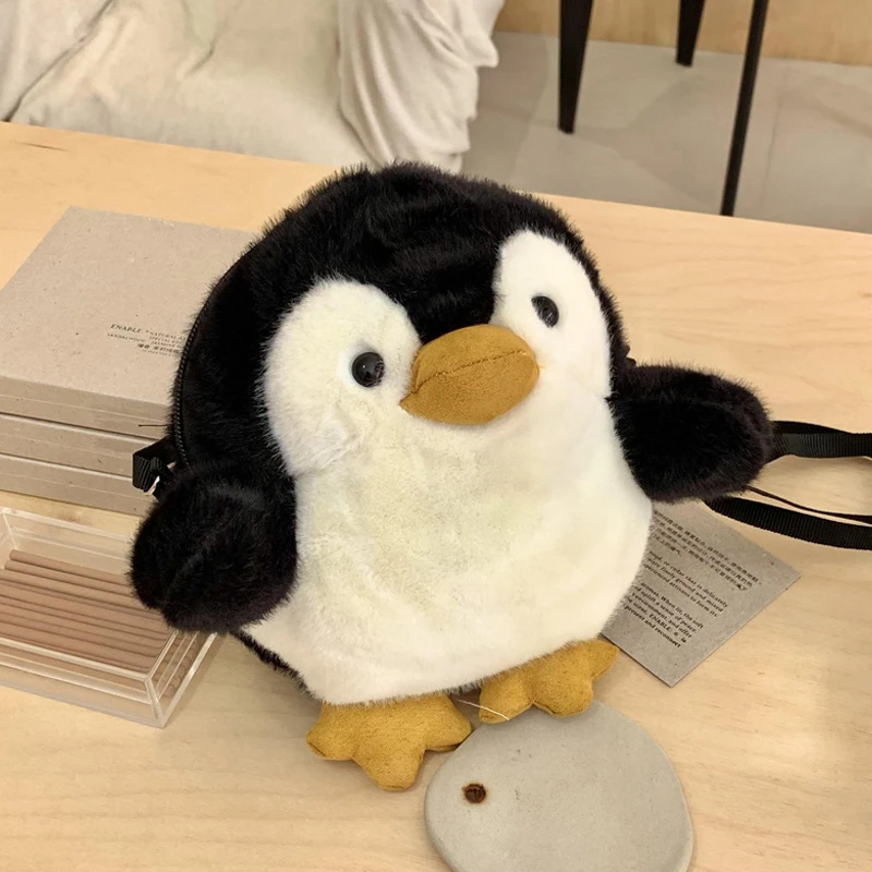 Cartoon Creative Penguin Plush Messenger Bag Cute Versatile Crossbody For Women Girls Fashion Kawaii Casual Doll Gifts