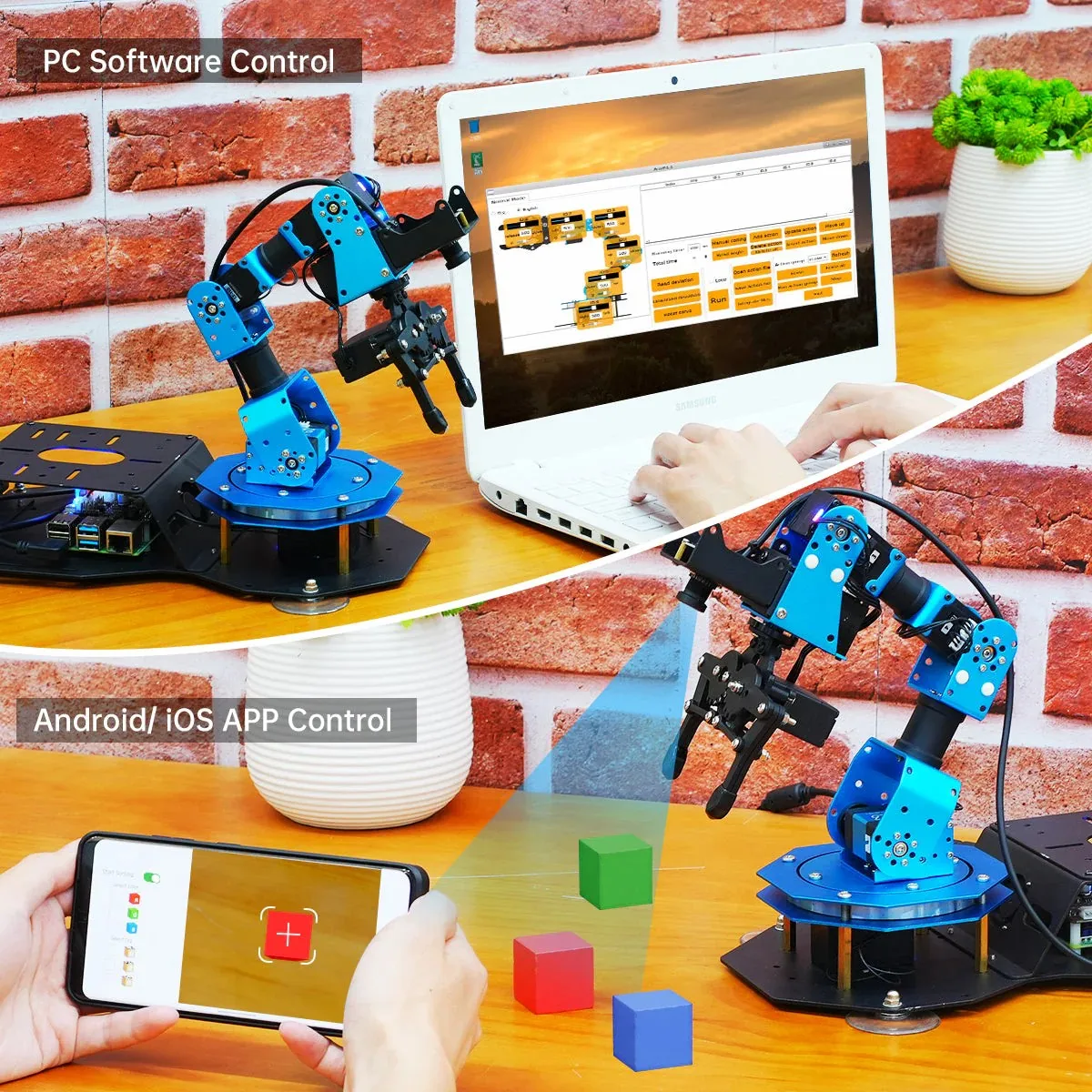 Роботизированная рука Hiwonder ArmPi FPV AI Vision Raspberry Pi 5 ROS с открытым исходным кодом Python